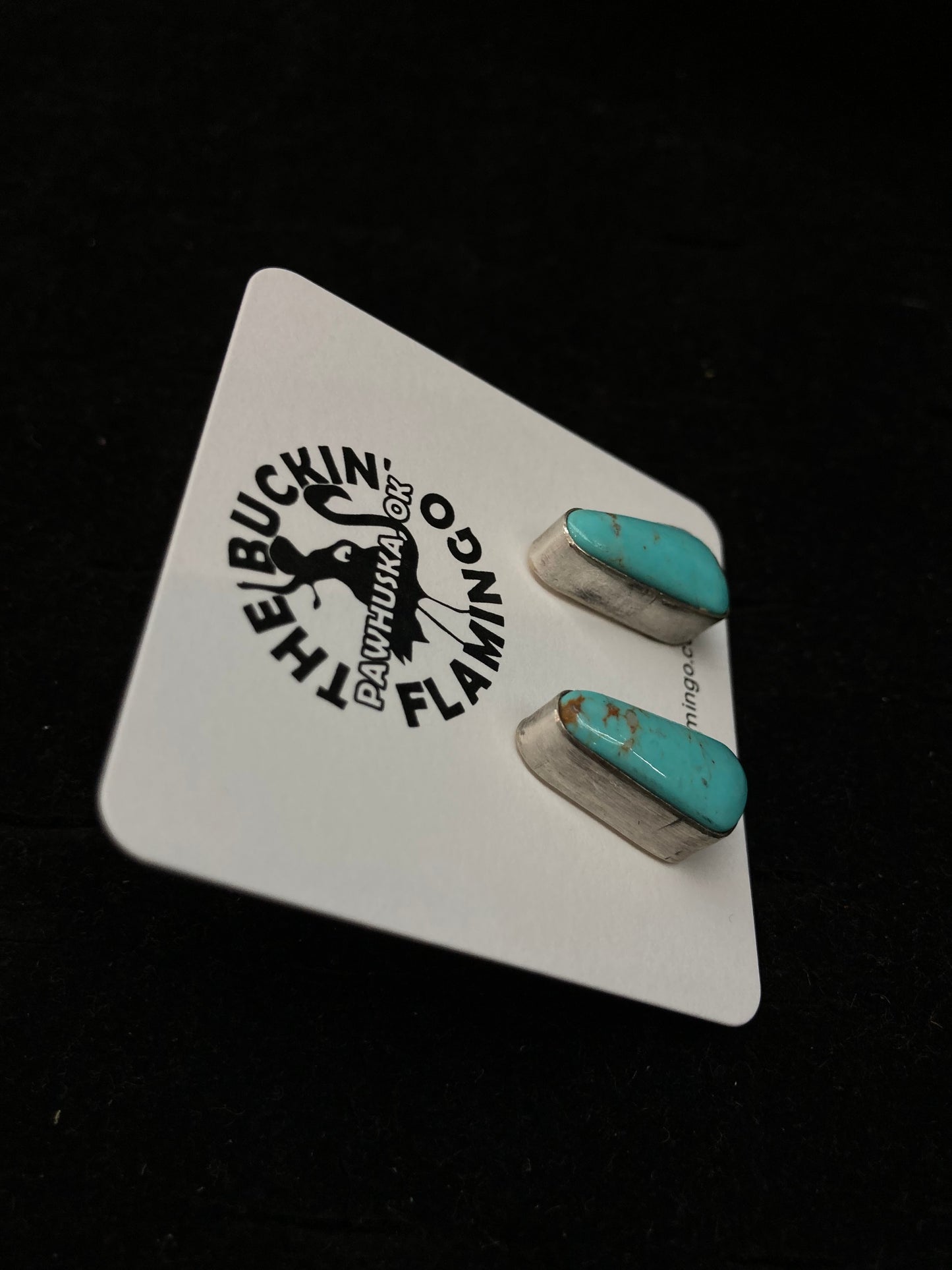 Kingman Turquoise Triangle Post Earrings by Sheryl Kee, Navajo