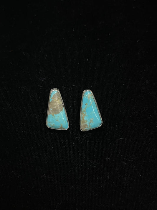 Kingman Turquoise Post Earrings by Sheryl Kee, Navajo