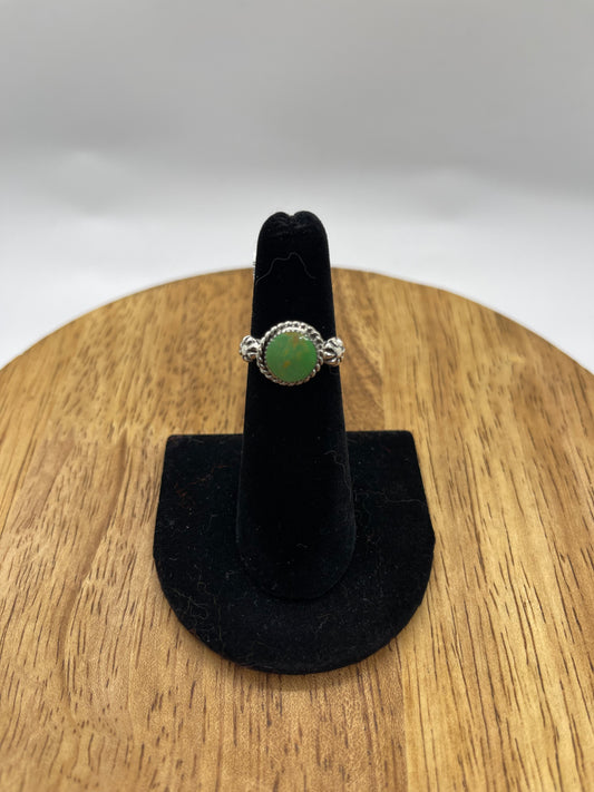 4.0 Green Gaspeite Ring by Mike Smith, Navajo