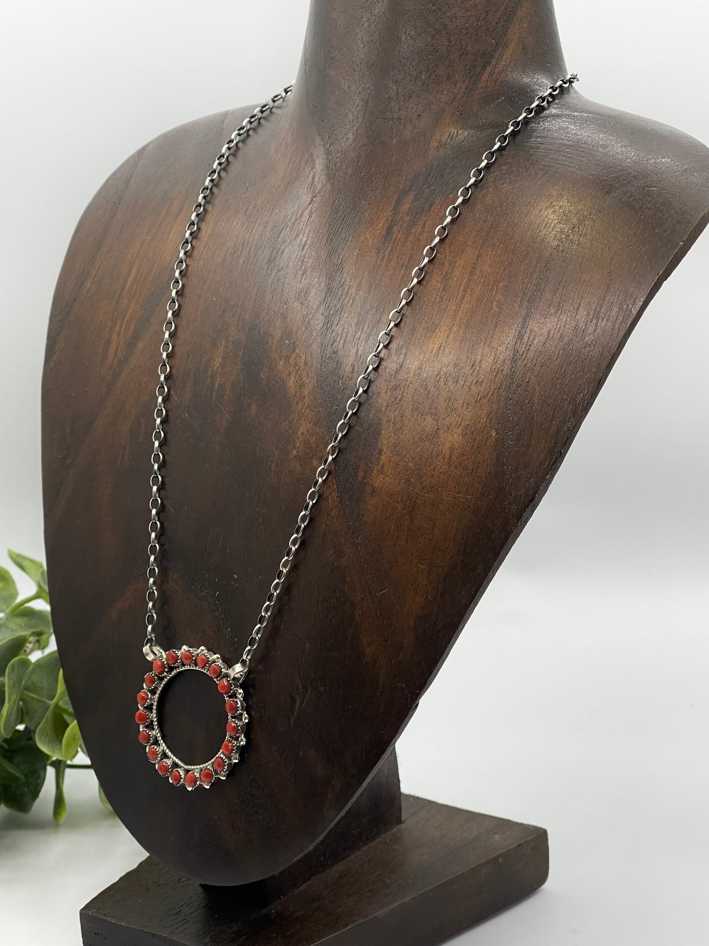 17" Red Coral Necklace by Phyllis Laati, Zuni