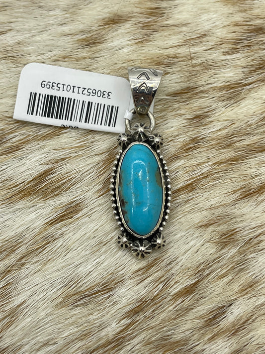 Turquoise Oval Pendant with a 6.3mm Bale by Zia