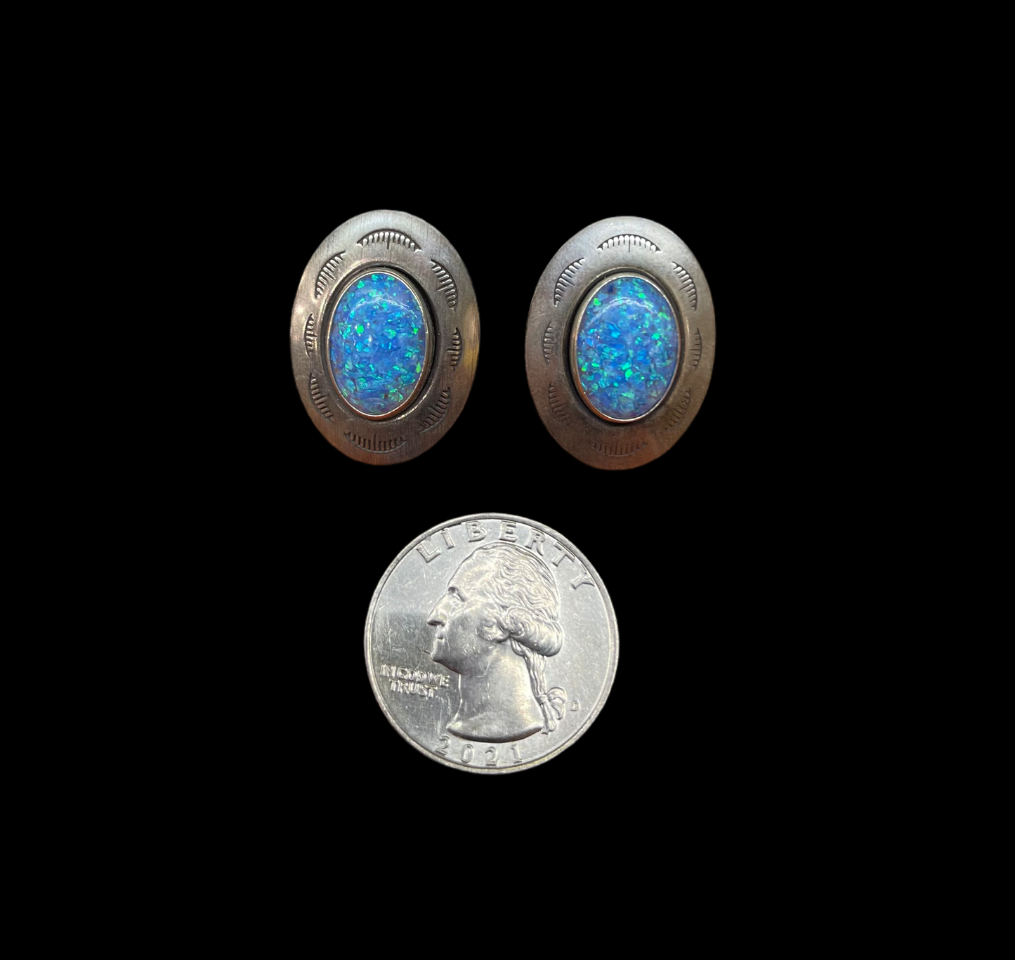 Blue Opal Post Earrings