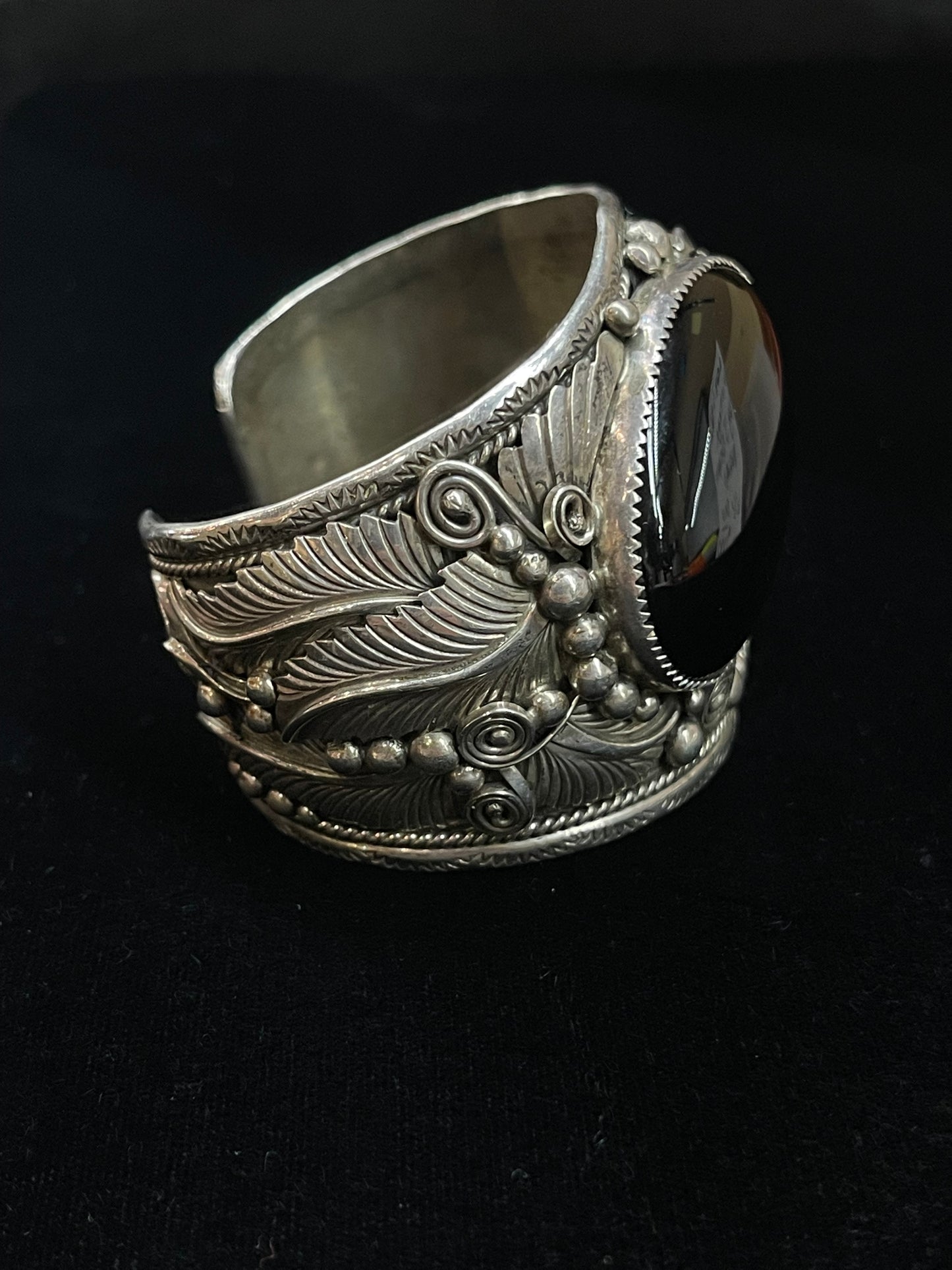 6 1/2" Vinatage Black Onyx Cuff by J. Delgarito, Navajo