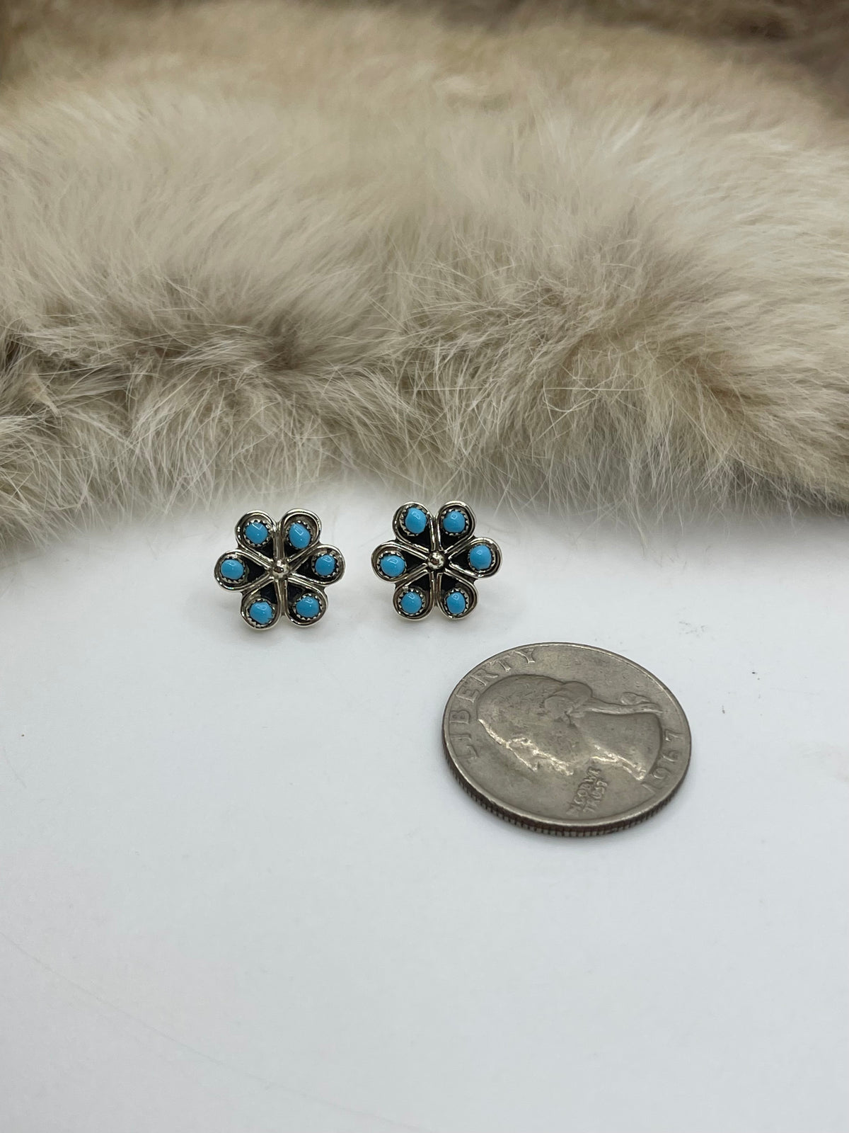 Turquoise Cluster Earrings Zuni Artist