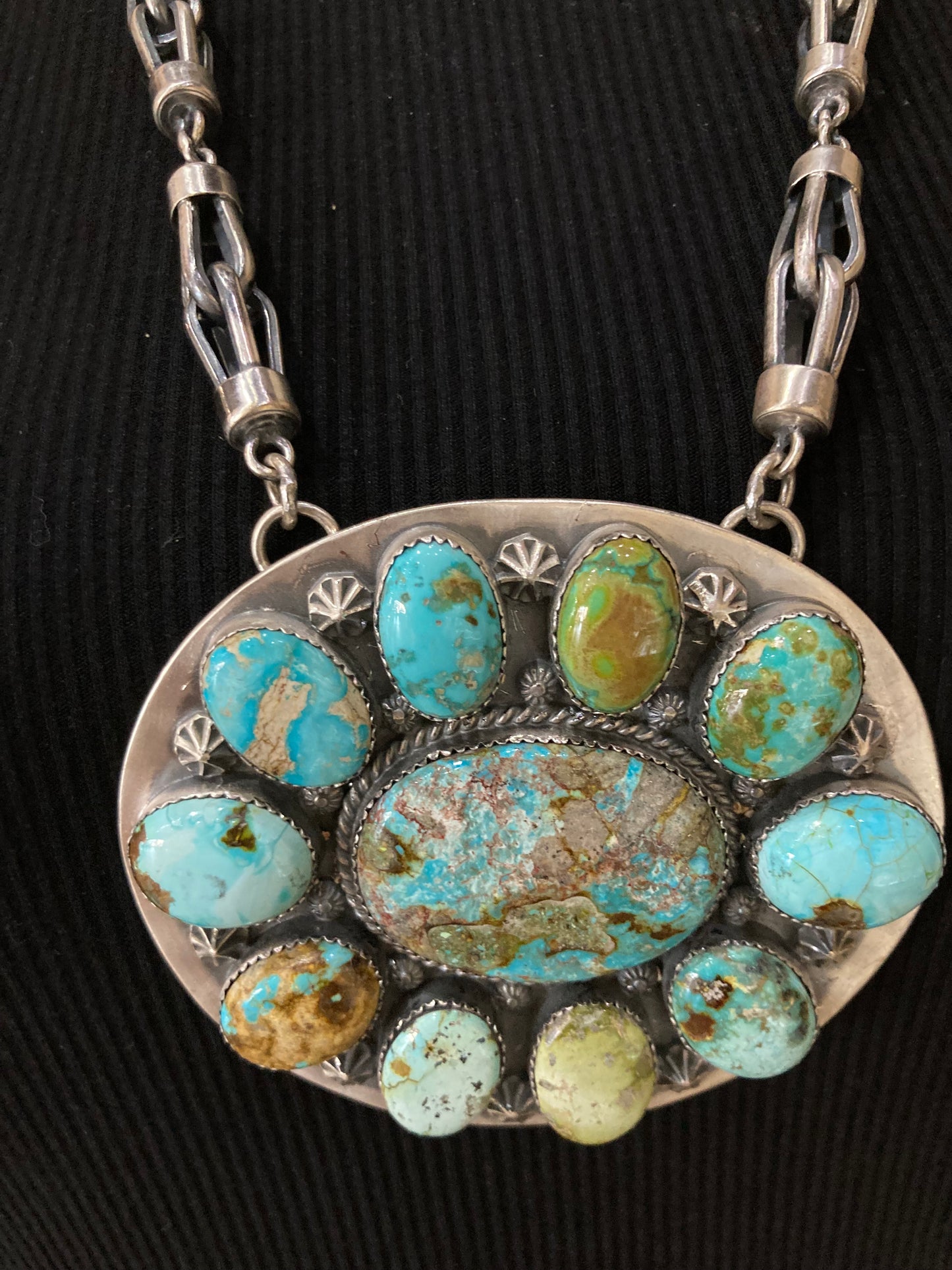 24" Large Turquoise Cluster Necklace