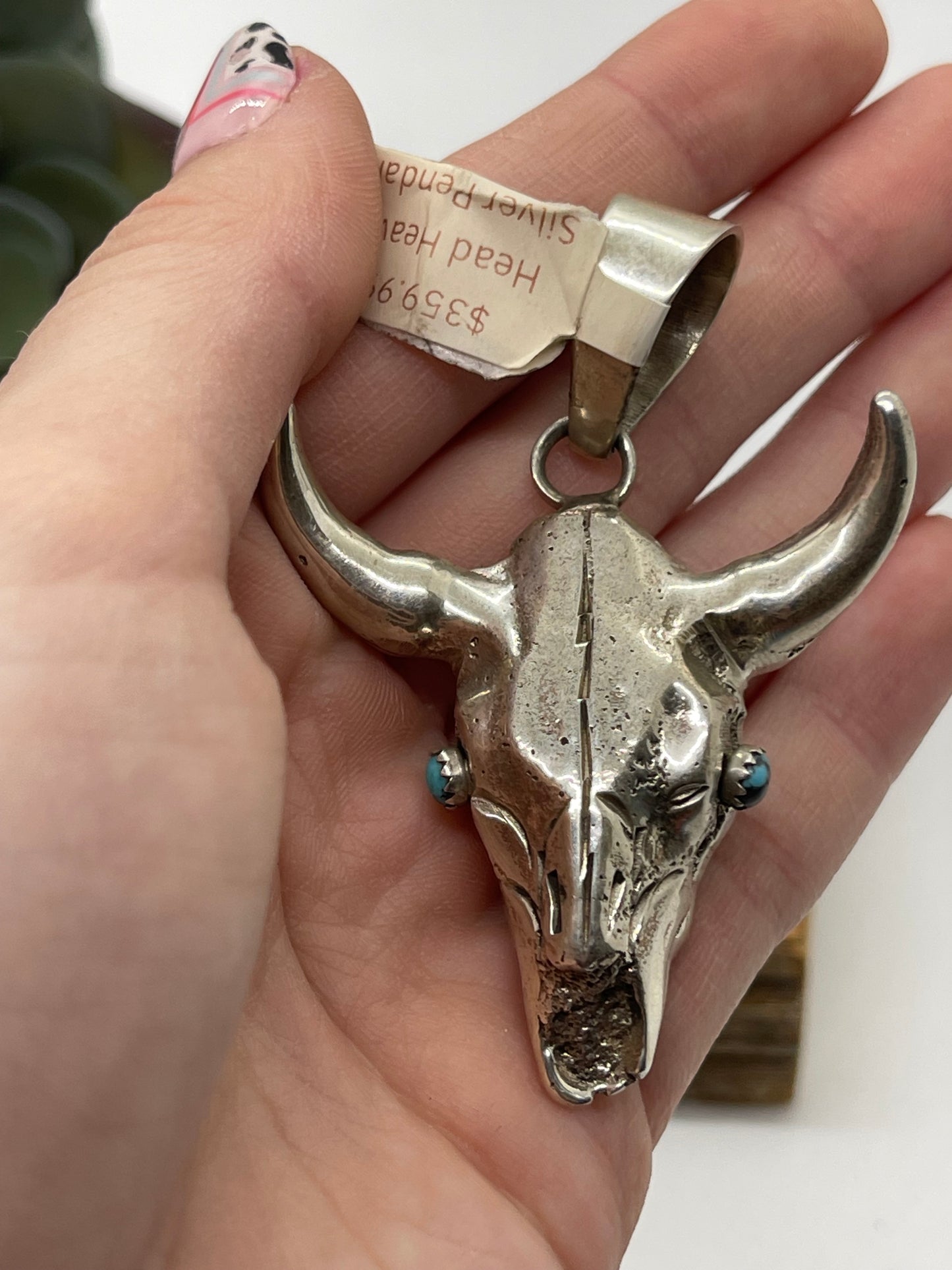 Head Heavy Silver Pendant with a 13mm Bale Marked RL, Navajo