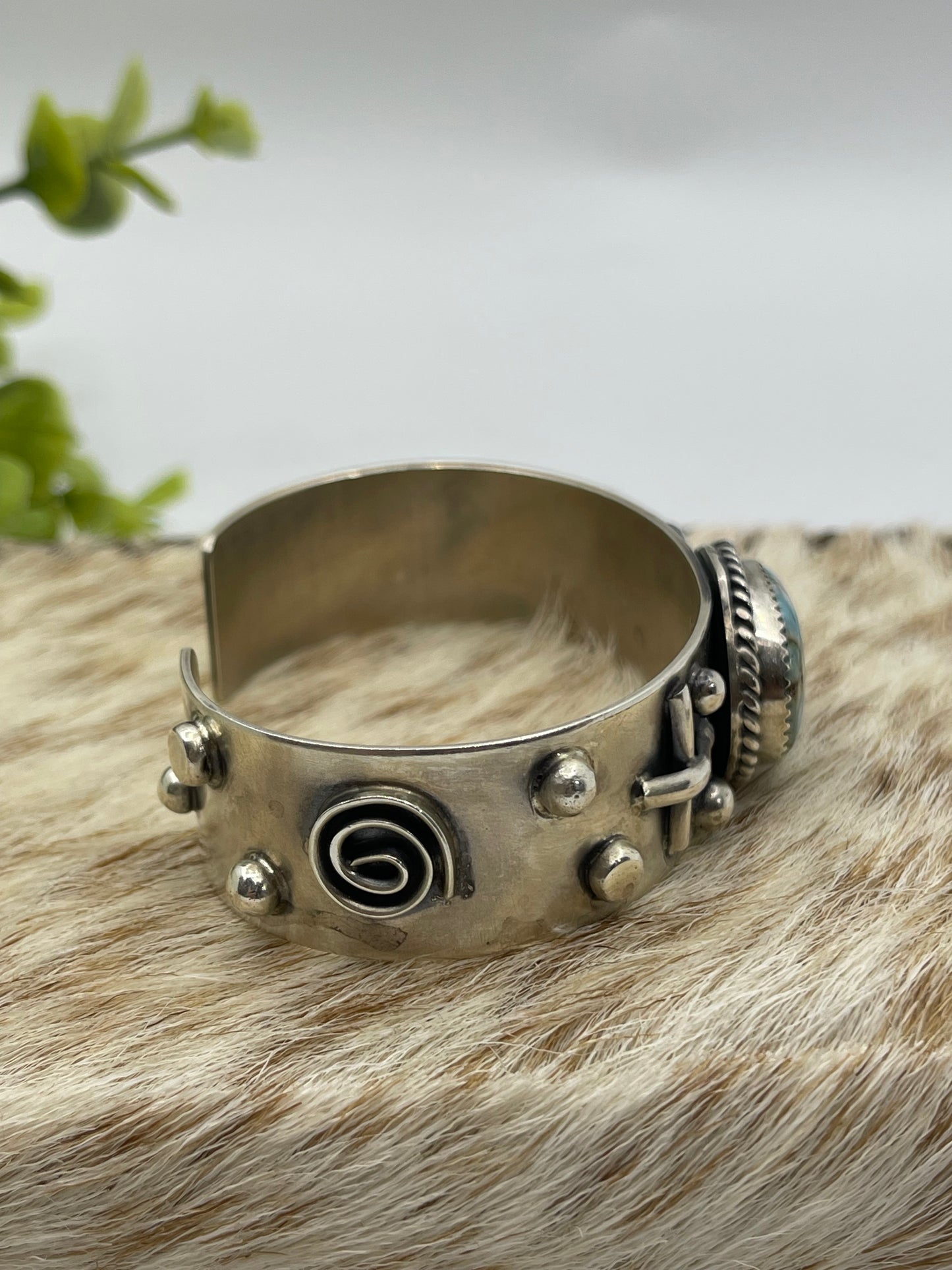 6.25" - 7.5" Golden Hills Turquoise Cuff by Delbert Secatero, Navajo