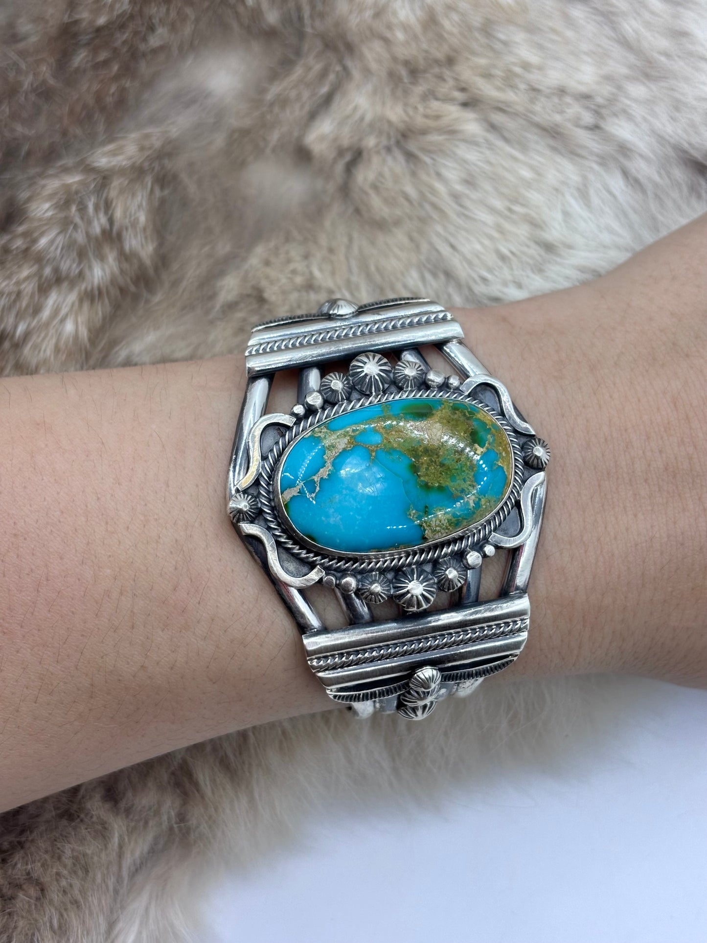 6.25" Sonoran Gold Turquoise Cuff by Tom Lewis, Navajo