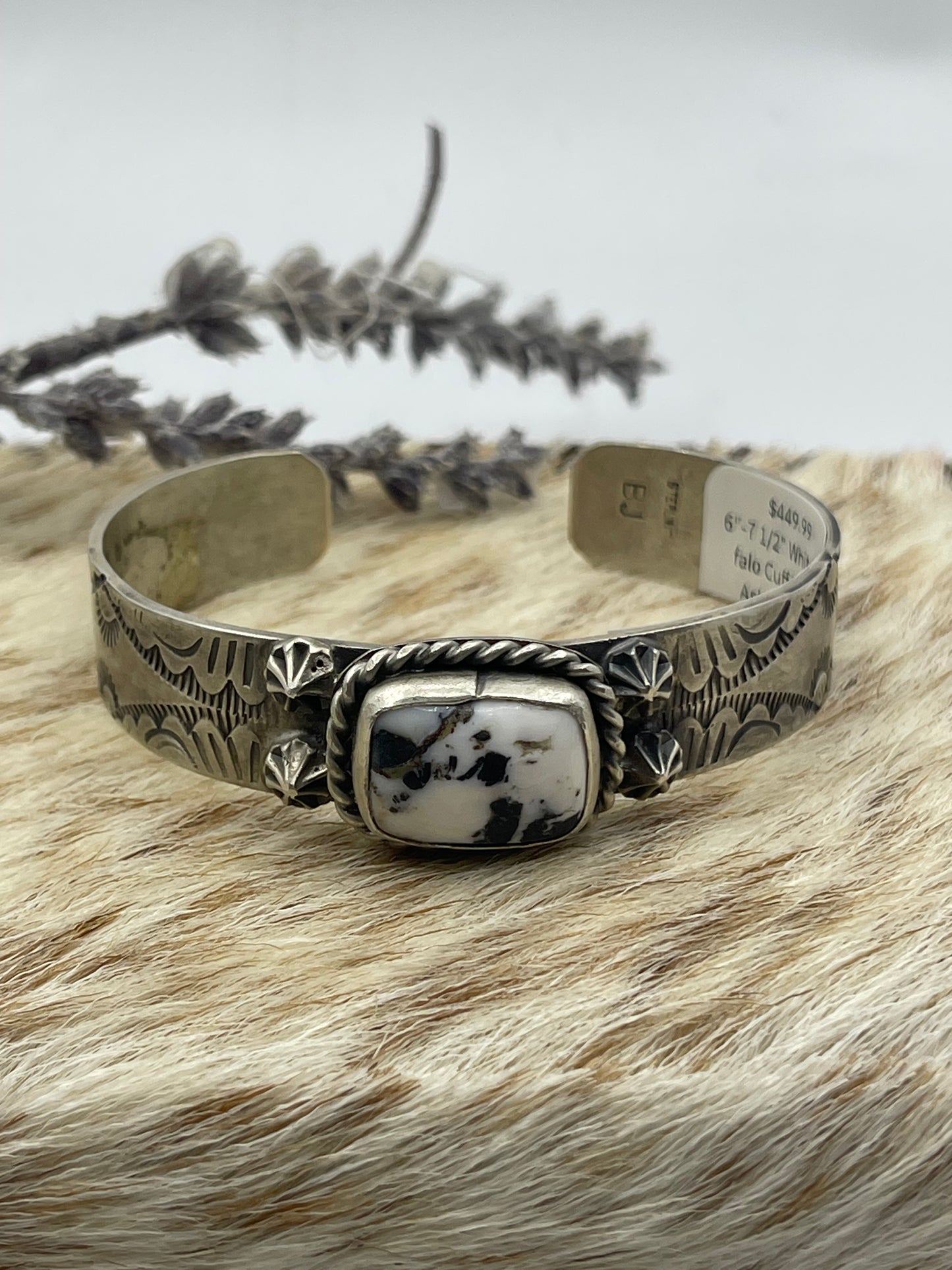 6"-7 1/2" White Buffalo Cuff by Boyd Ashley, Navajo