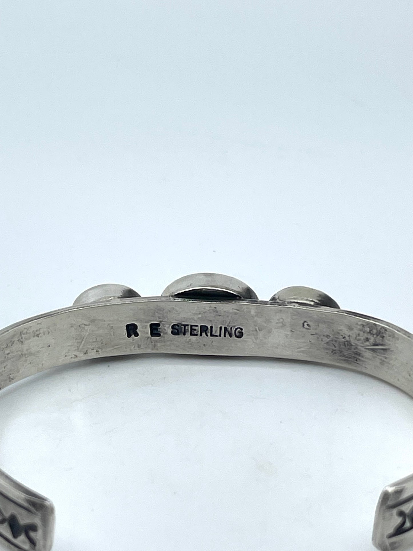 6"-7.25" 3 Stone Turquoise Stacker Cuff by Rick Enriquez, Navajo