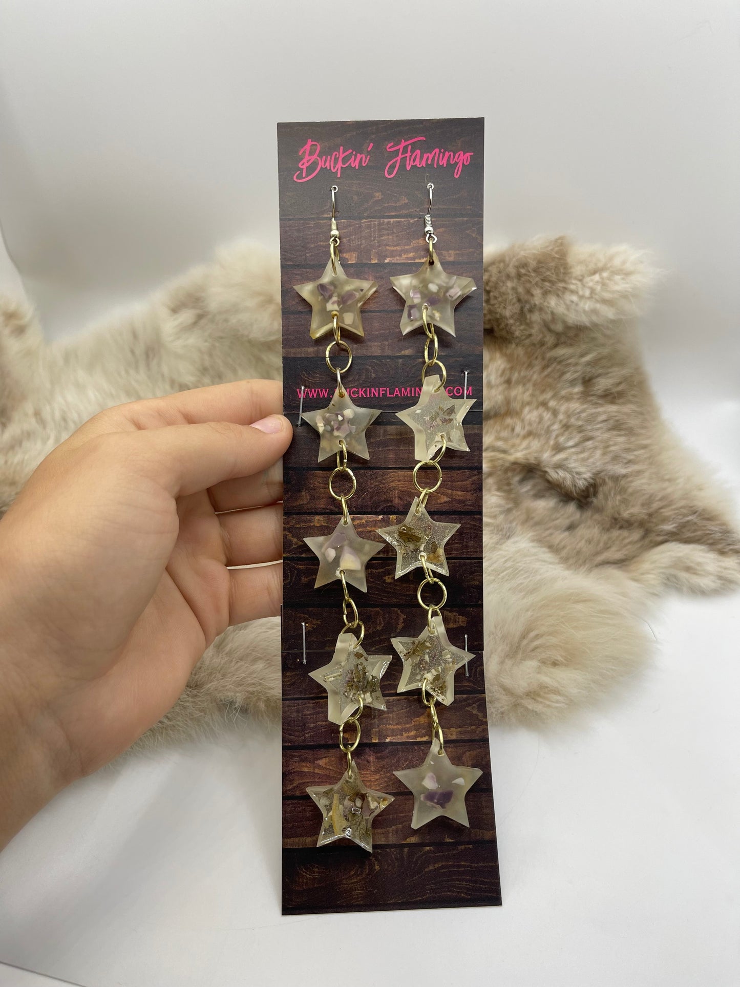 8" Resin Star Earrings by Ron McCulley, Navajo