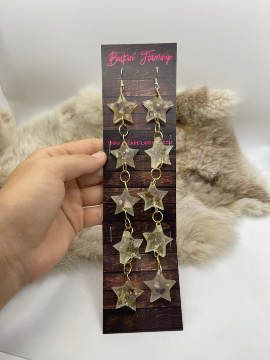 8" Resin Star Earrings by Ron McCulley, Navajo