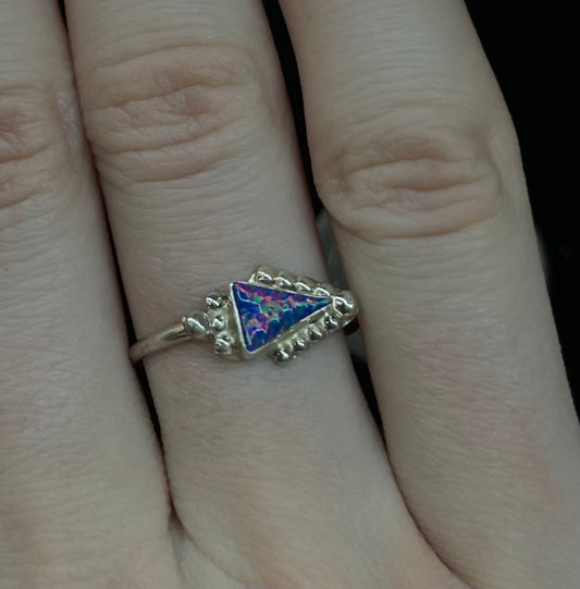 4.0 Dark Blue Opal Triangle Ring