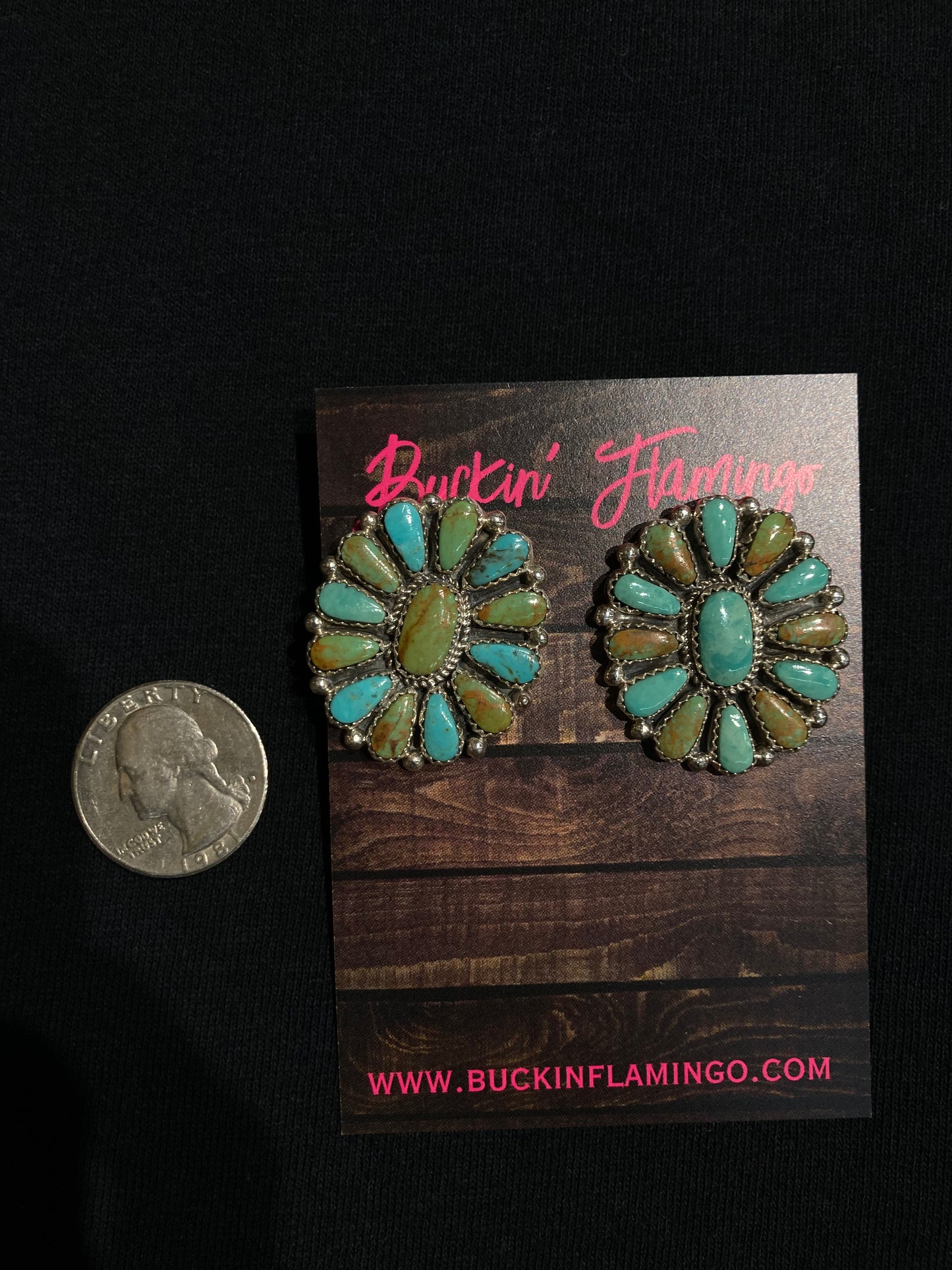 Turquoise Cluster Post Earrings by Alicia Wilson, Navajo