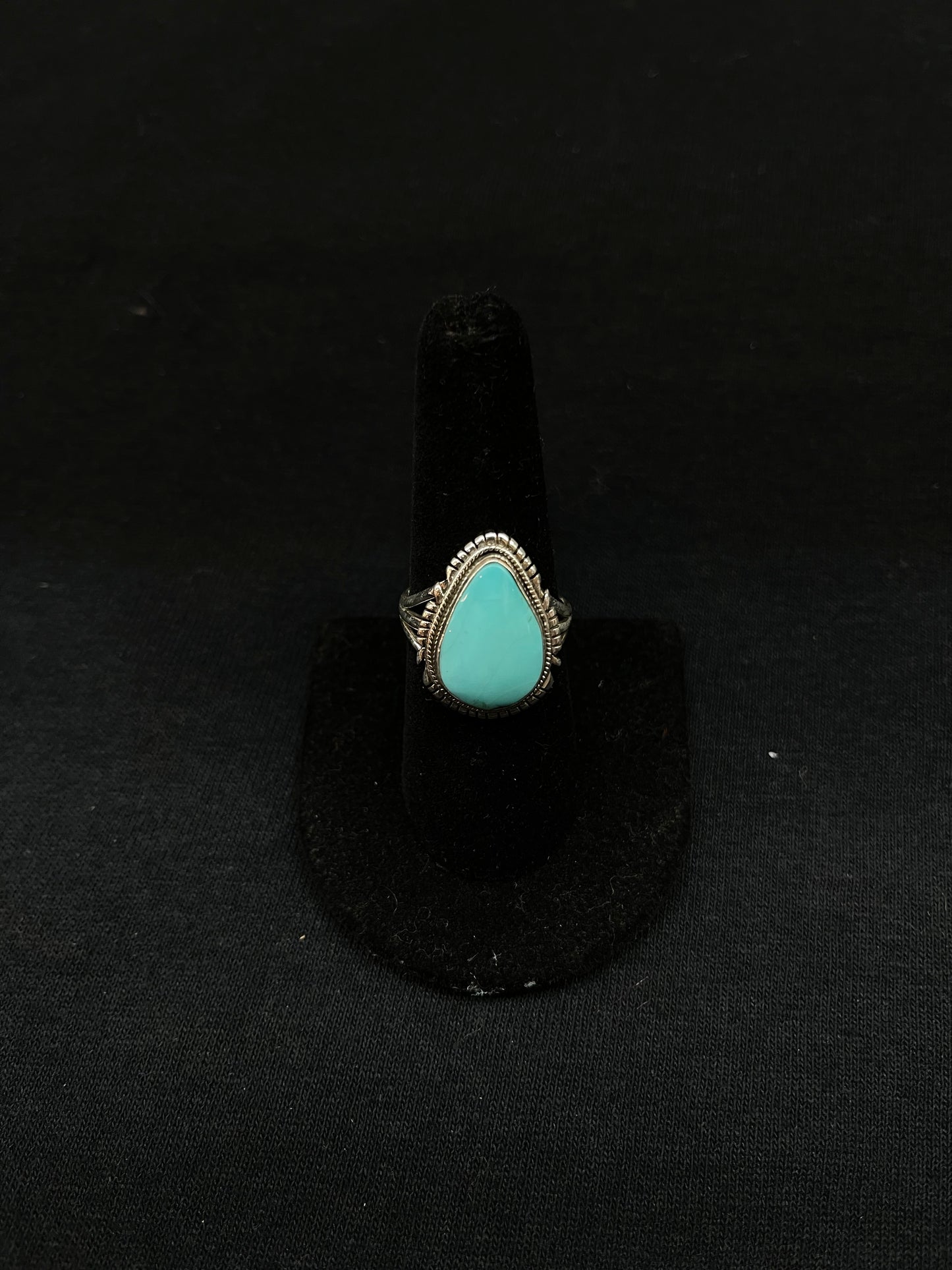 9.0 Kingman Turquoise Teardrop Ring