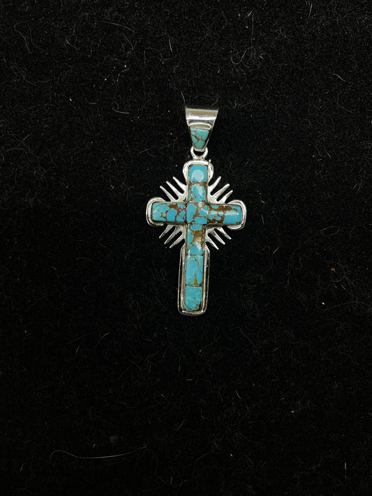 Turquoise Sun Cross Pendant with an 8mm Bale