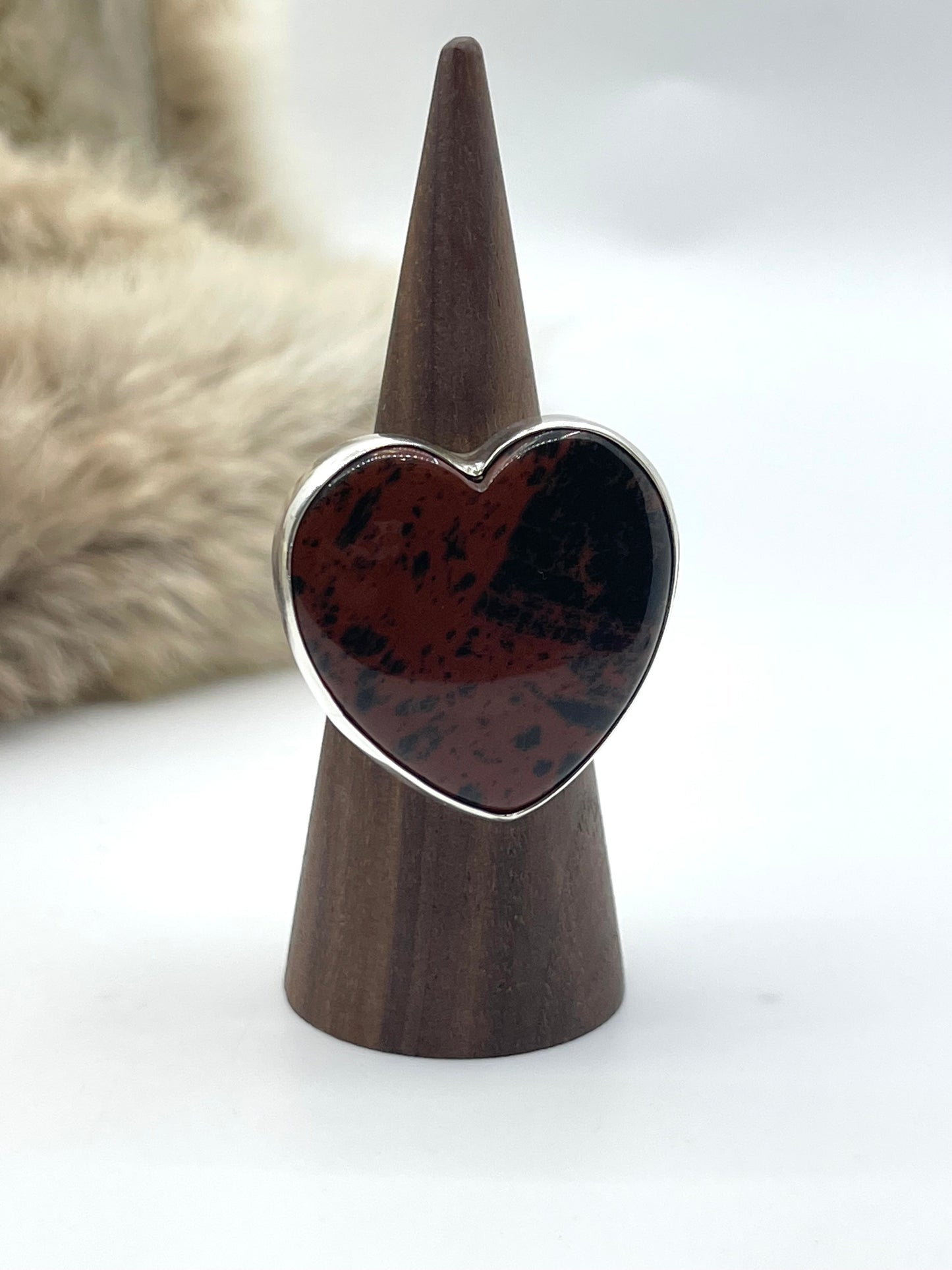 9.0 Mahogany Jasper Ring by Lawrence Willie, Navajo