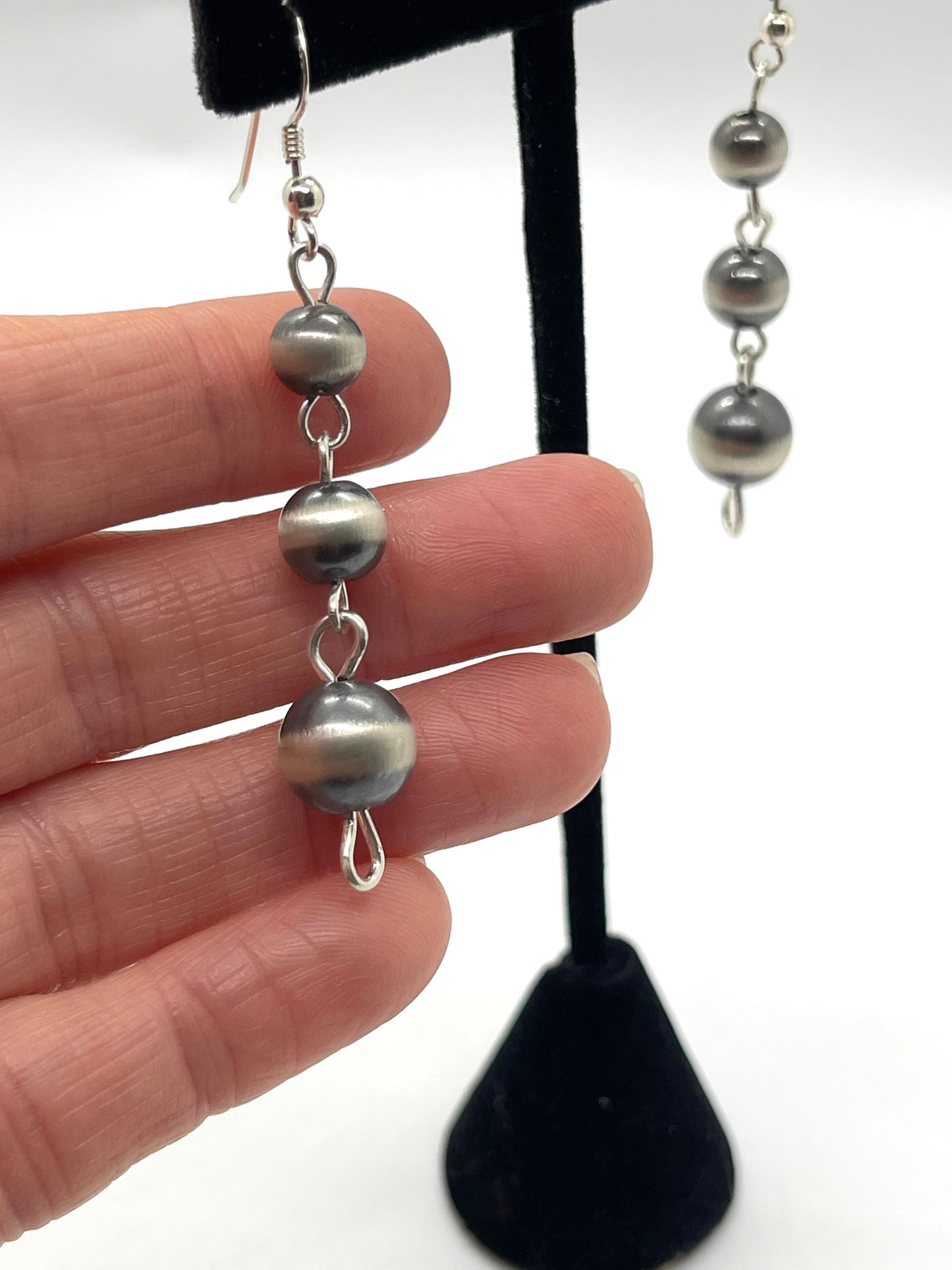 7mm-10mm Handmade Navajo Pear Linked Dangle Earrings