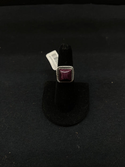 6.0 Purple Spiny Oyster Shell Square Rings