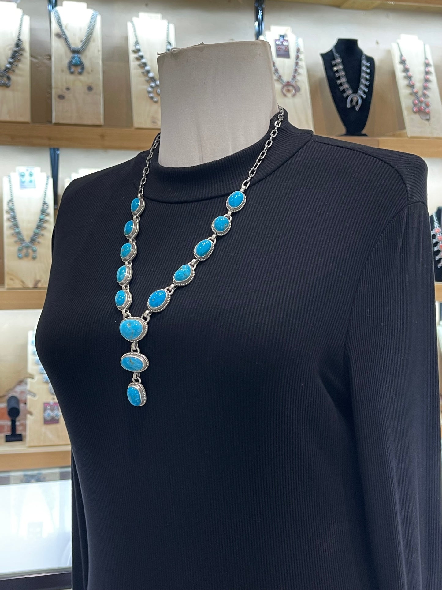 24”+2.5” Drop Sleeping Beauty Turquoise Lariat Necklace