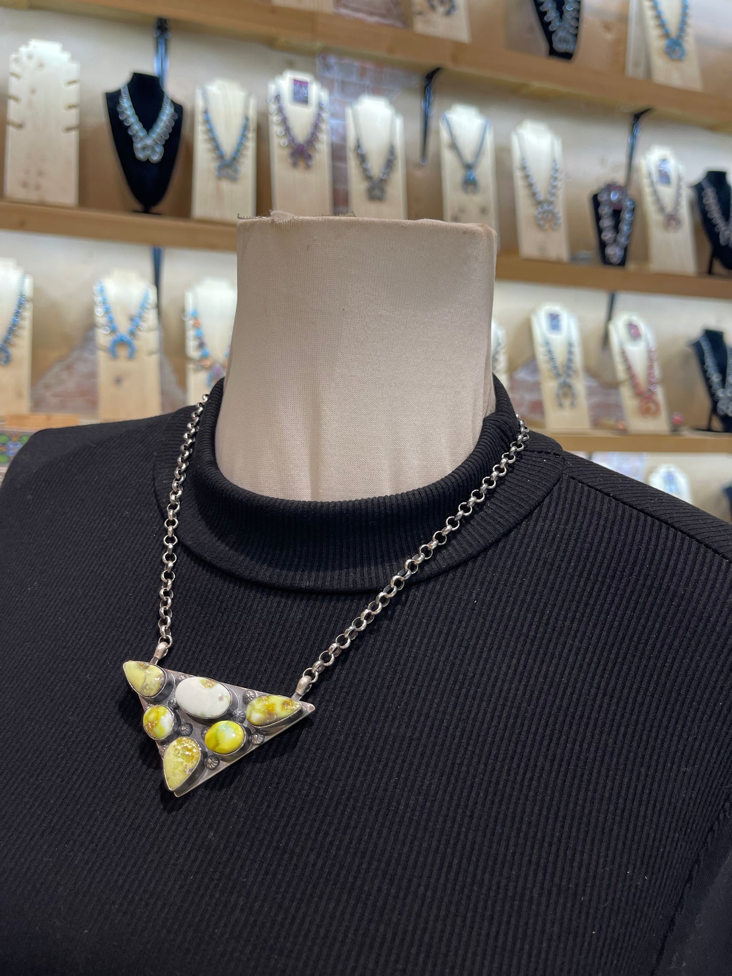 18" Triangle Palomino Turquoise Necklace