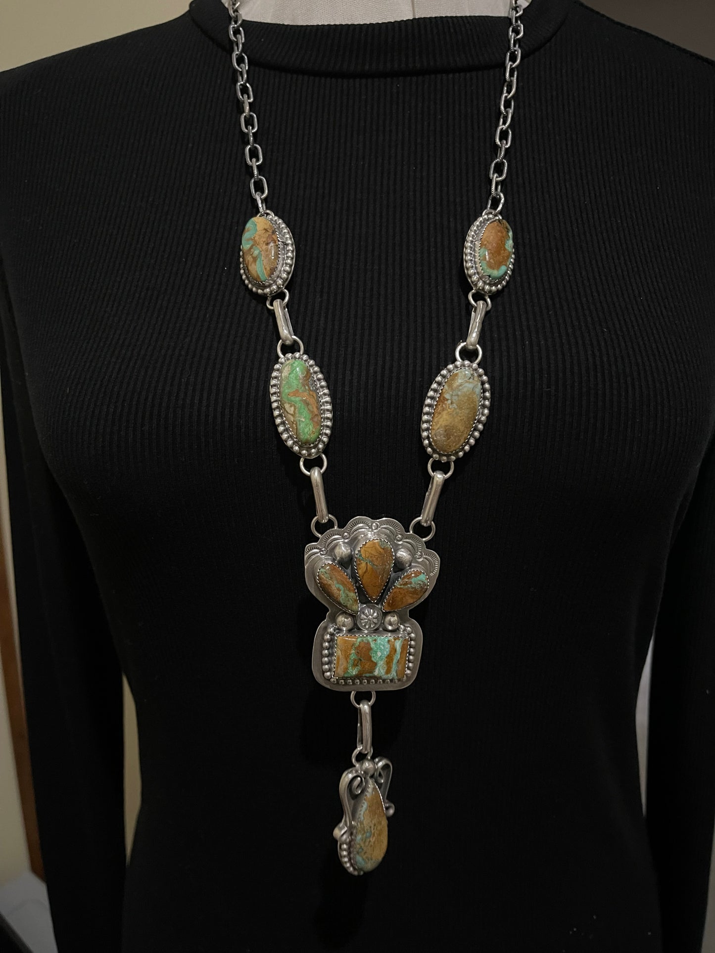 26" Mantis Turquoise Lariat Necklace by Zia