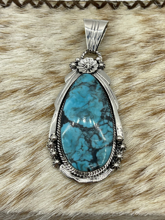 Kingman Turquoise Teardrop Pendant with a 4.8mm Bale by Rose Lee, Navajo