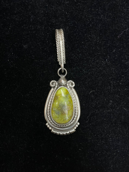 8.5mm Bale Palomino Turquoise Pendant by Samuel Yellowhair, Navajo