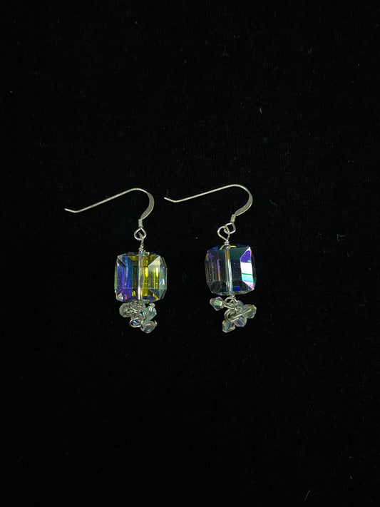 Cube Swarovski Crystal Dangle Earrings