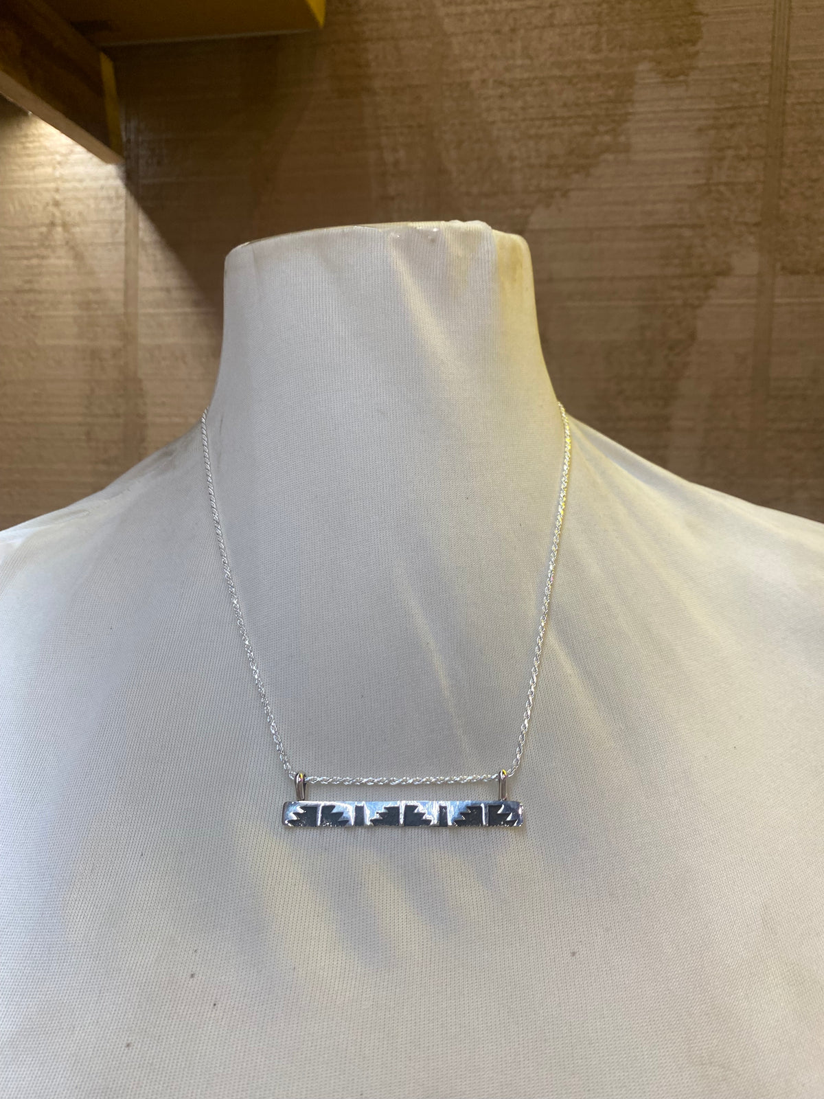 LOT 13 B 9/20 Sterling Silver Overlay Bar Necklace by Marie Jackson, Navajo
