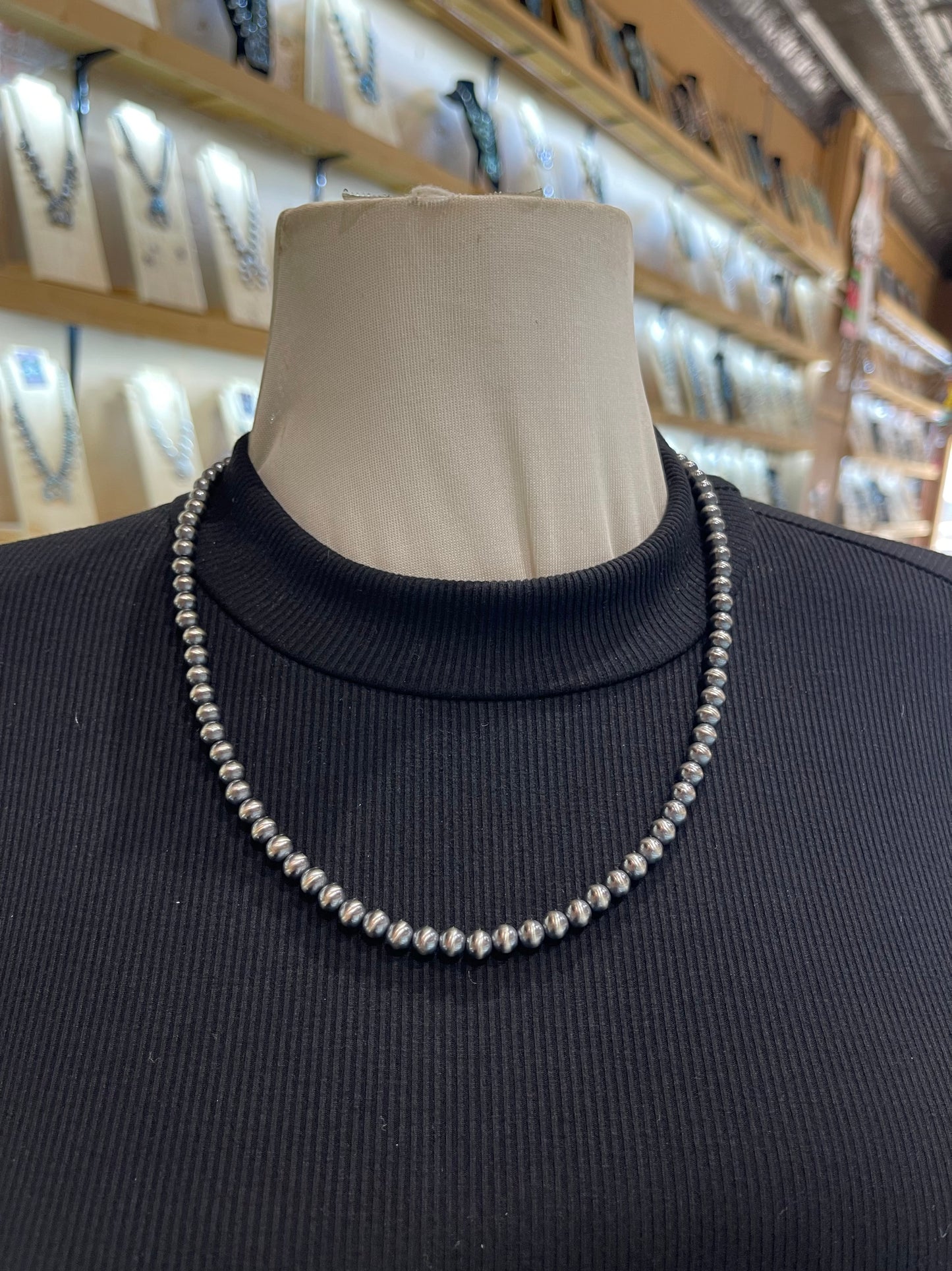 22” 6mm Navajo Style Pearl Necklace