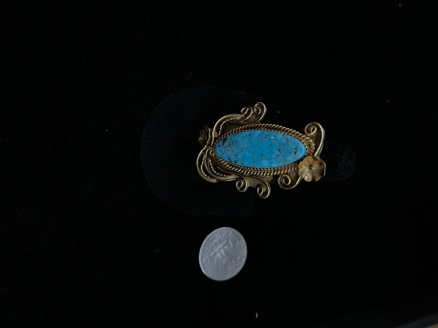 7.0 Turquoise and 12k Gold Filled Oval Ring