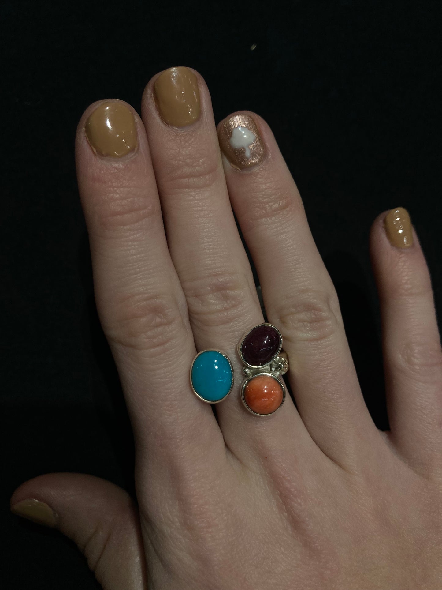 8.0 Turquoise, Purple Spiny Oyster, and Orange Spiny Oyster Ring