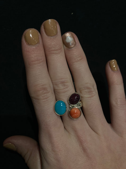 8.0 Turquoise, Purple Spiny Oyster, and Orange Spiny Oyster Ring