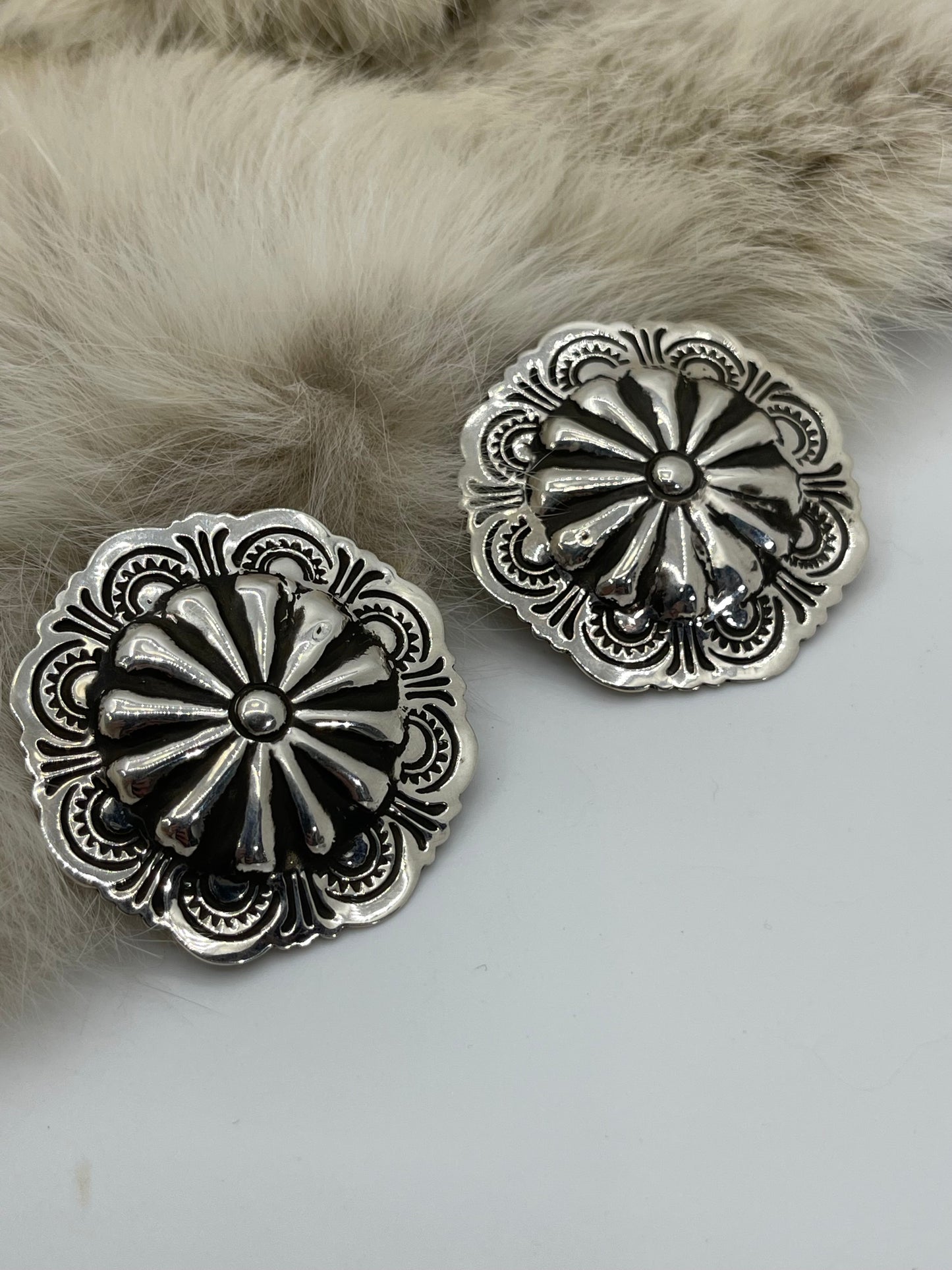 Stamped Pinwheel Concho Earrings