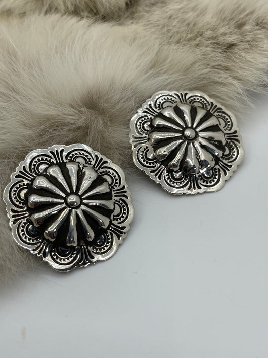 Stamped Pinwheel Concho Earrings