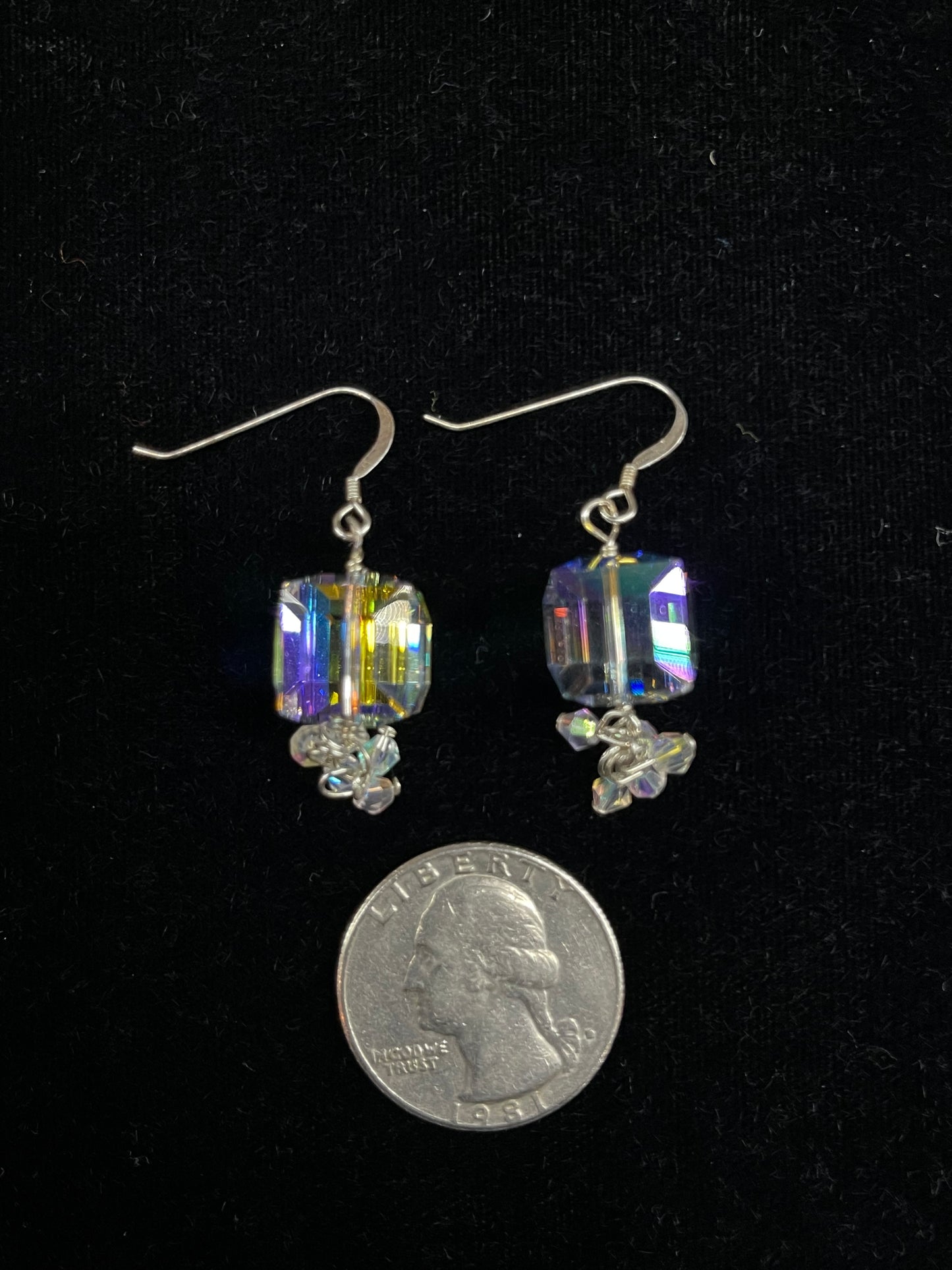 Cube Swarovski Crystal Dangle Earrings