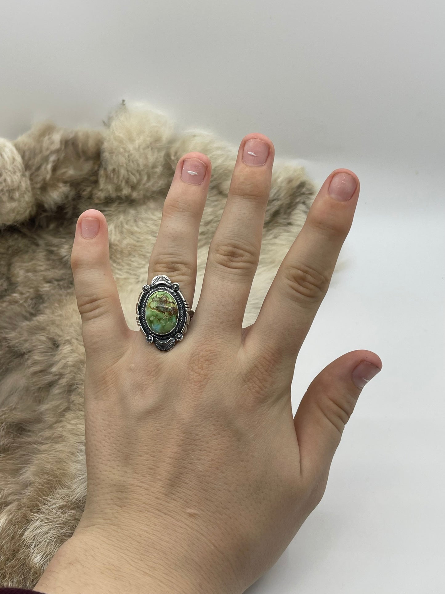 9.0 Sonoran Gold Turquoise Ring by Daniel Benally, Navajo