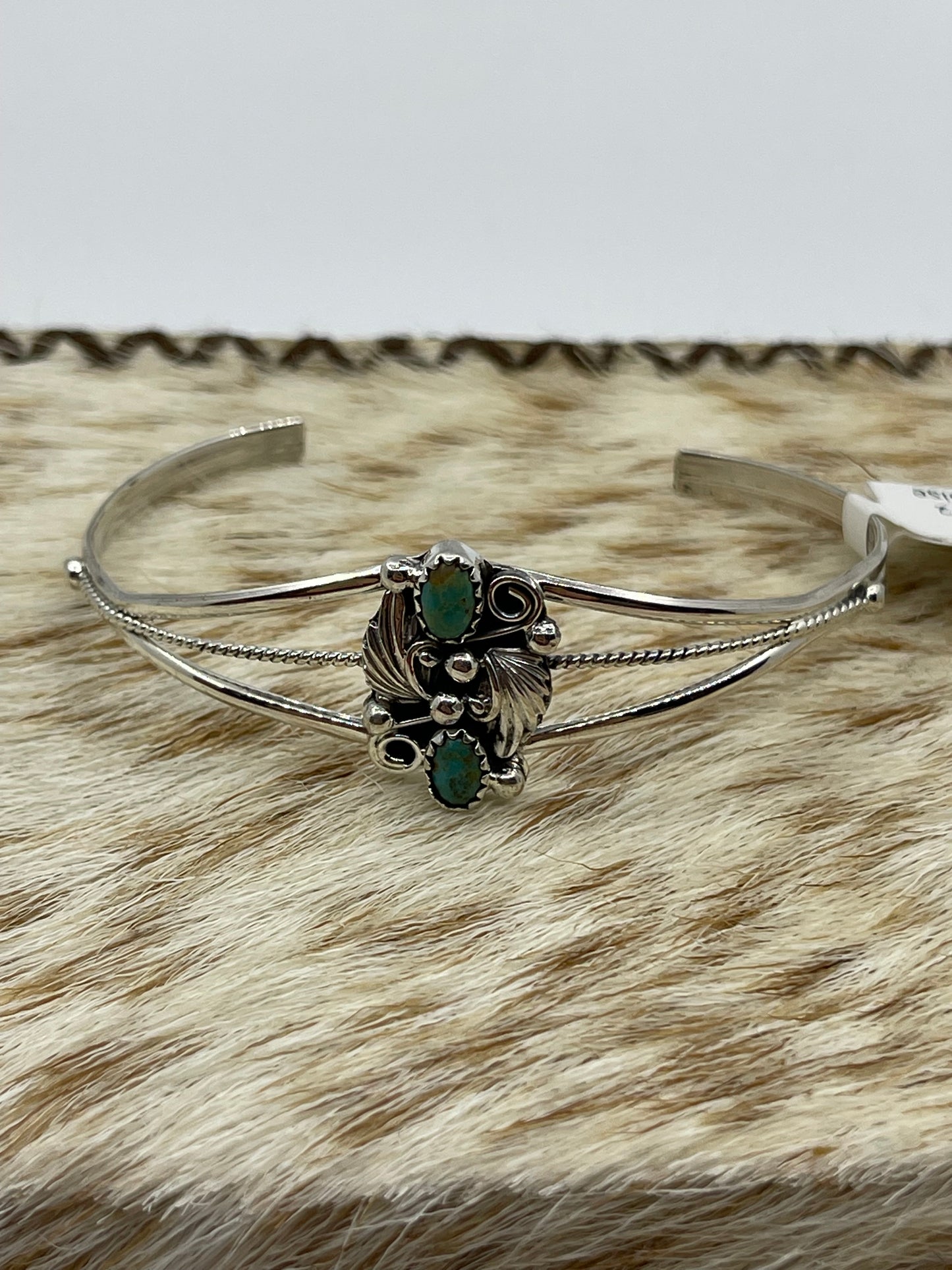 2 Stone Turquoise Cuff by Hiram Largo, Navajo