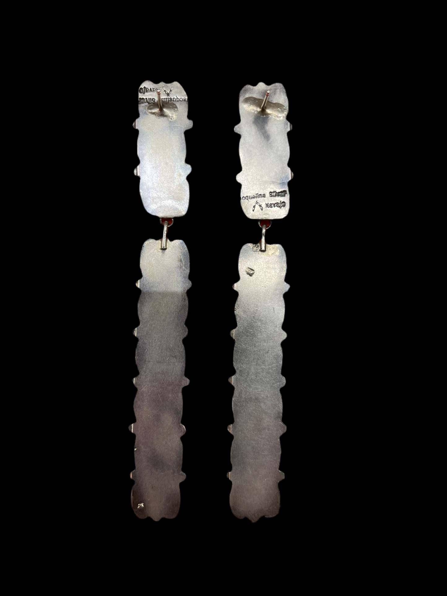 White Buffalo Post Dangles by Jaqueline Silver, Navajo