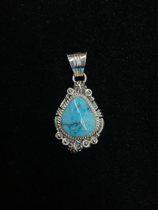 6.8mm Turquoise Pendant by Daniel Benally, Navajo