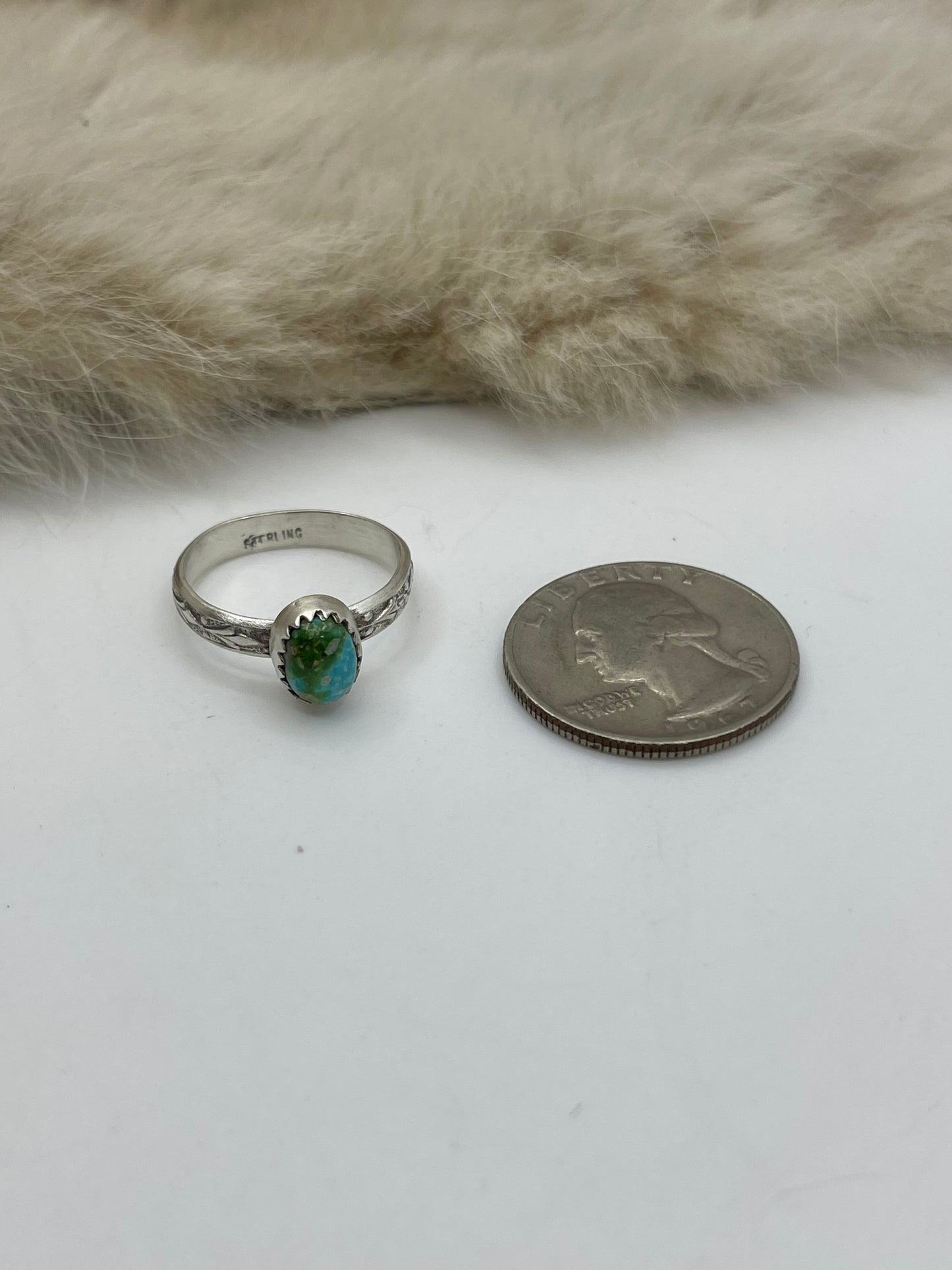 4.5 Sonoran Gold Turquoise Ring by Theresa Smith, Navajo