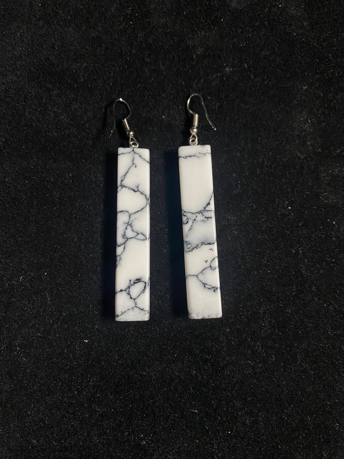 Paper Thin Lapidary Long Rectangle Dangle Earrings by Charles Bird