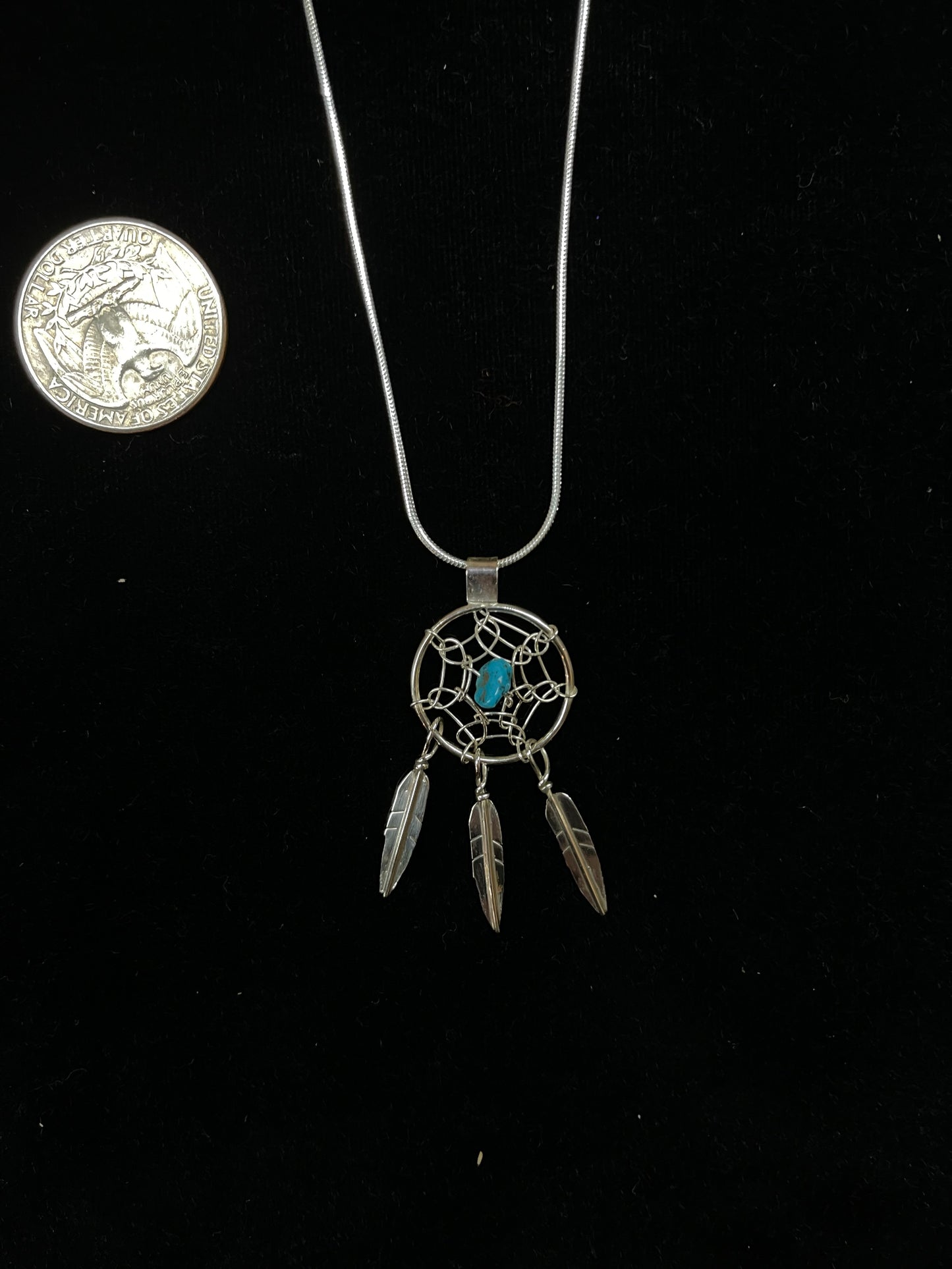 16" Turquoise Dream Catcher Necklace