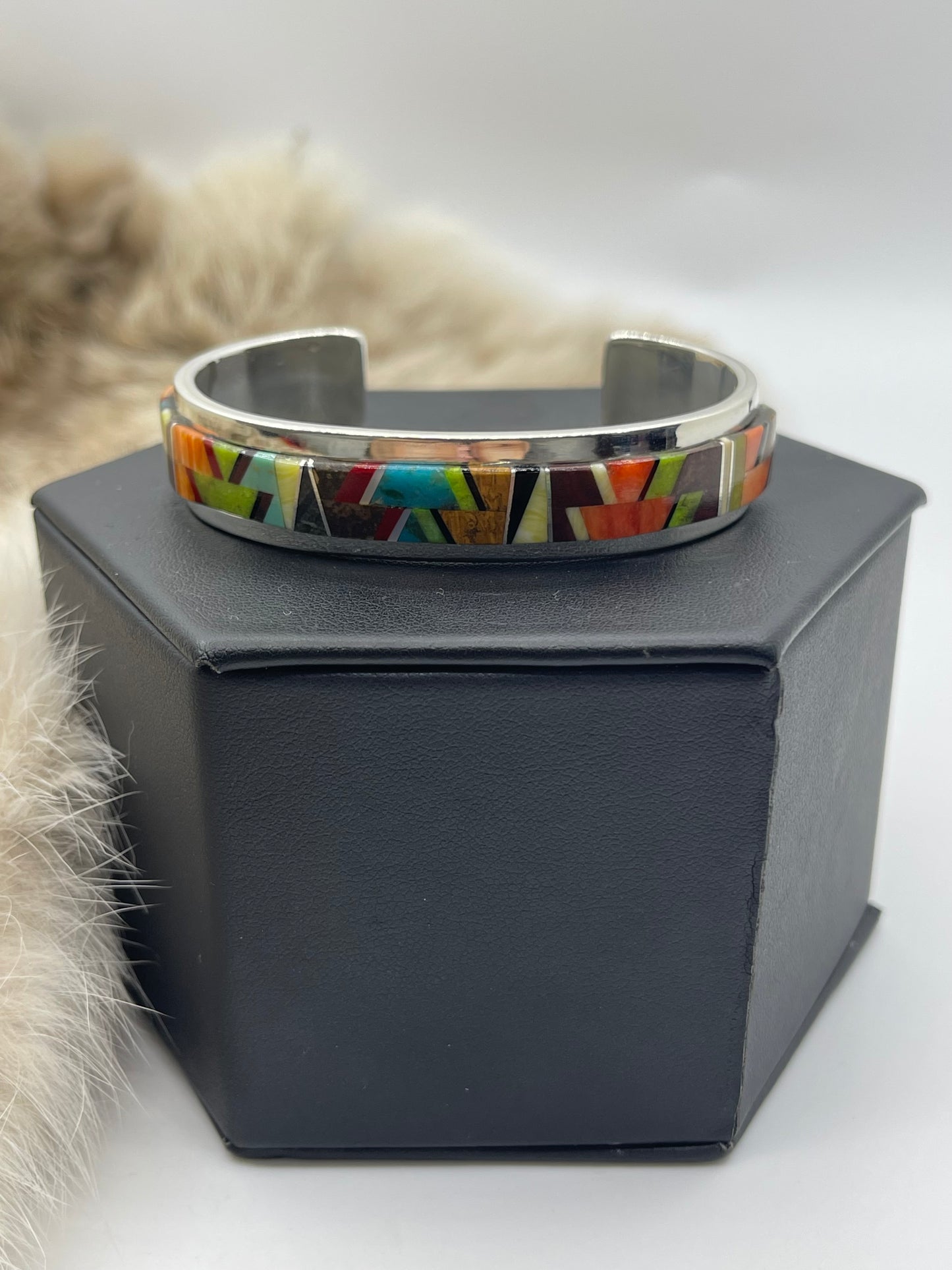 6.5" Inlay Cuff by Marie Jackson, Navajo