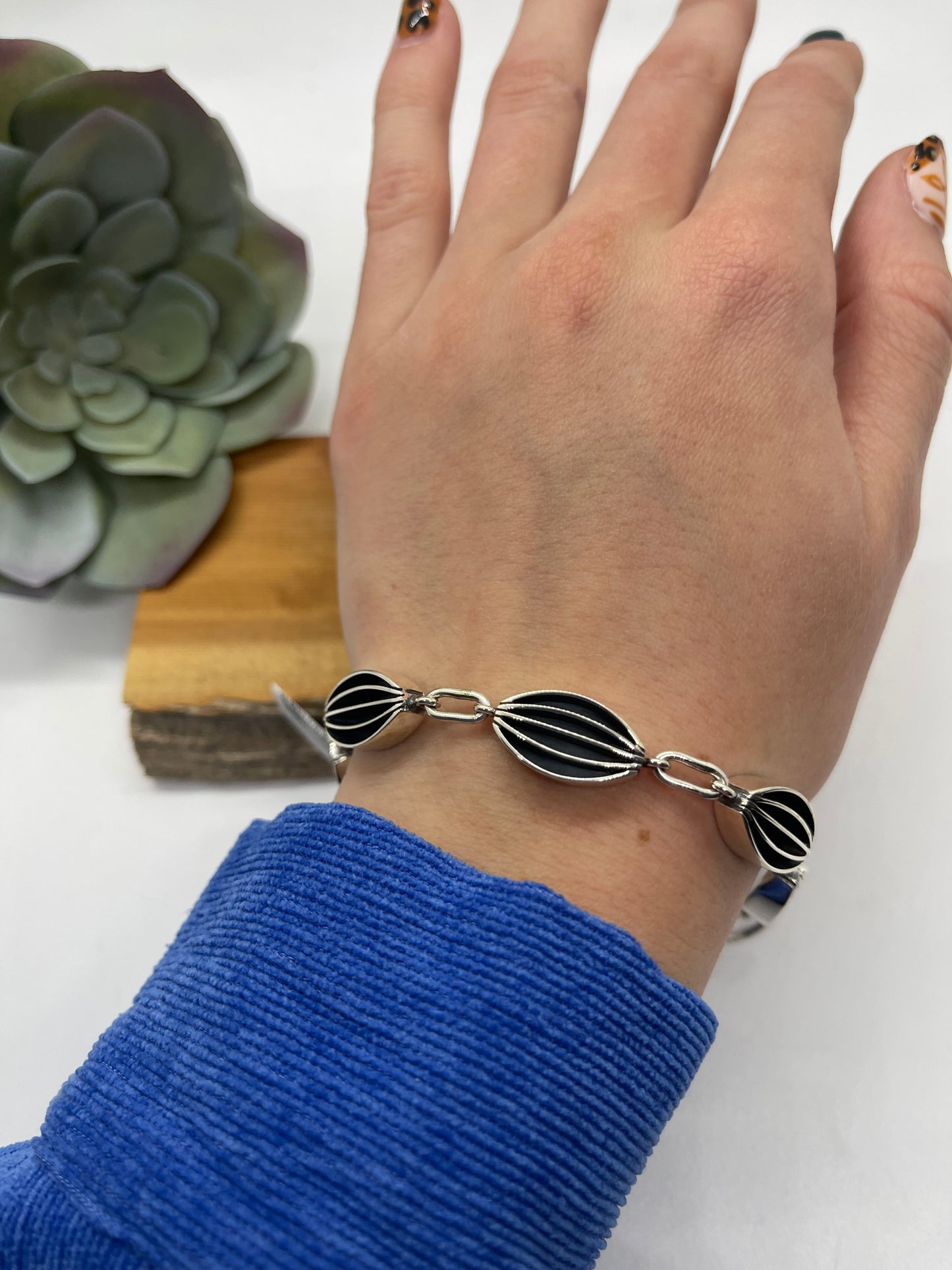 6 1/2" Sterling Silver Linked Bracelet by James Bahe, Navajo