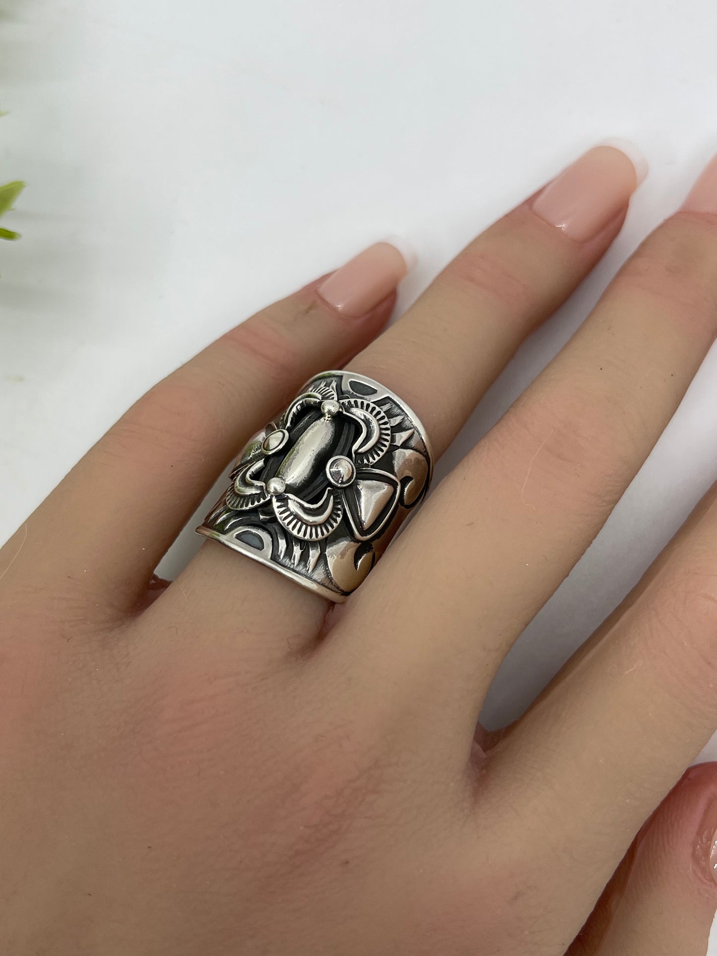 7.0 Wide Silver Band Ring by Derrick Gordon, Navajo