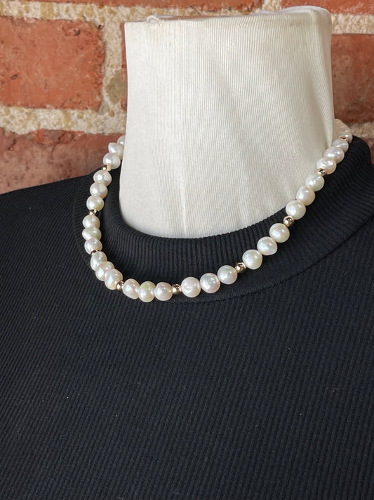 16"+2" 14k Gold Filled Beads and Freshwater Pearls Necklace