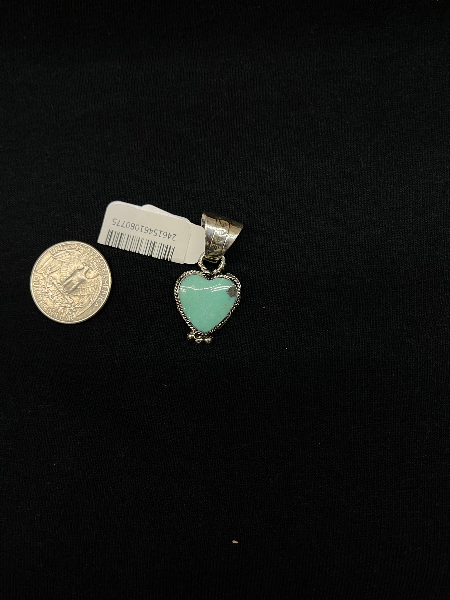 Turquoise Heart Pendant with a 8.5mm Bale by Leona Delgarito, Navajo