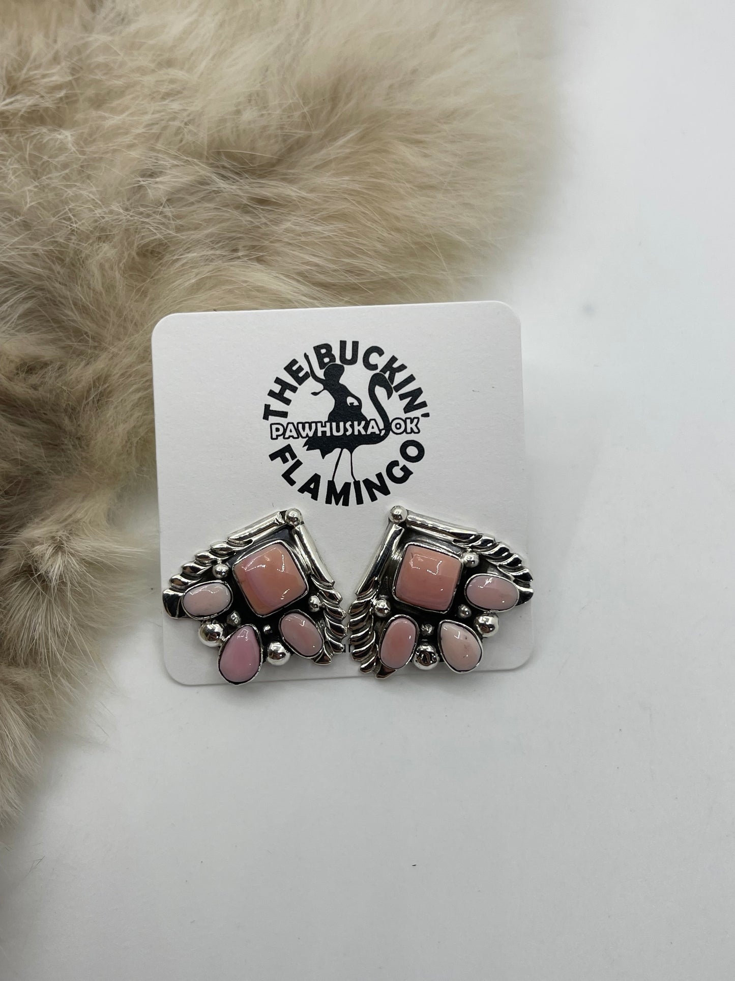 Pink Conch Shell “Spade” Post Earrings